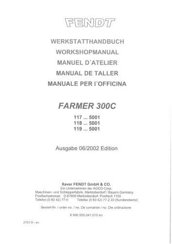 Fendt Tractor F390GTA F395GTA & F395GHA Workshop Service Manual F 390 395 GTA GHA