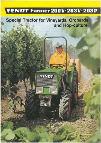 Fendt Tractor Farmer 200V 203V 203P 204P Brochure - Vineyards Hopfields Orchards