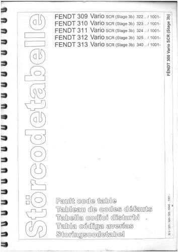 Fendt Tractor Fault Code Table Vario 309 310 311 312 313 Service Training Manual