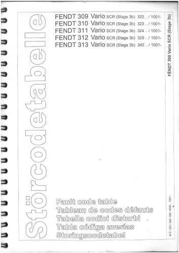 Fendt Tractor Fault Code Table Vario 309 310 311 312 313 Service Training Manual