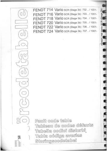 Fendt Tractor Fault Code Table Vario 714 716 718 720 722 724 Service Training Manual