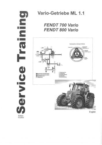Fendt Tractor Vario 700 & 800 Service Training Manual