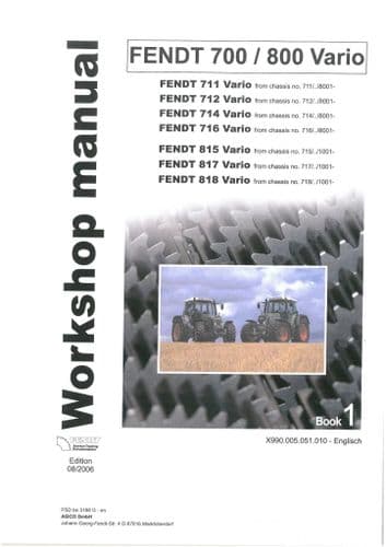 Fendt Tractor Vario 711 712 714 716 815 718 & 818  Workshop Service Manual