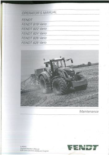 Fendt Tractor Vario 819 822 824 826 828 Maintenance Manual