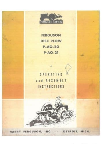 Ferguson Disc Plough P-AO-20 & P-AO-21 Operators Manual