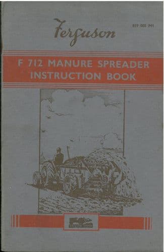 Ferguson F712 Manure Spreader Operators Manual - F 712