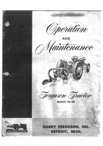 Ferguson TO-20 - Operation and Maintenance Manual