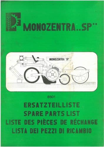 Ferrag Monocentra SP Precision Drill Parts Manual - Monozentra