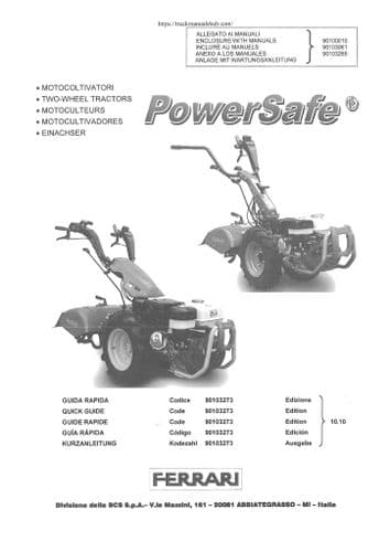 Ferrari 2 Wheel Tractor PowerSafe 310 320 330 340 346 Operators Manual