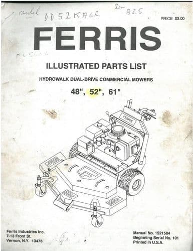 Ferris Hydrowalk Dual-Drive 48" 52" 61" Commercial Mower Parts Manual