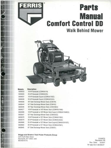 Ferris Walk Behind Mower Comfort Control DD Parts Manual