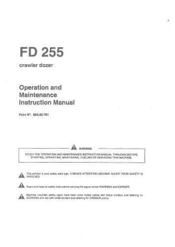 Fiat Allis Crawler Dozer FD255 Operators Manual - FD 255