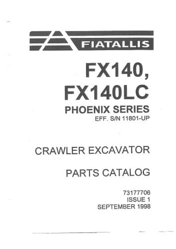 Fiat Allis Excavator FX140 & FX140LC Phoenix Series Parts Manual - FX140 LC