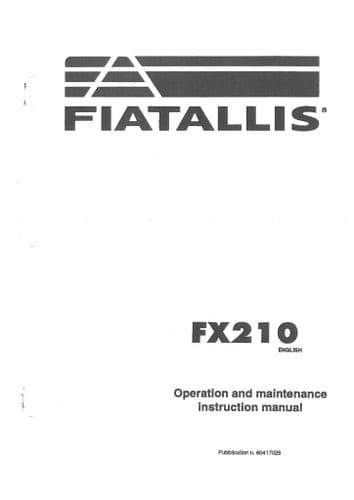 Fiat Allis Excavator FX210 Operators Manual