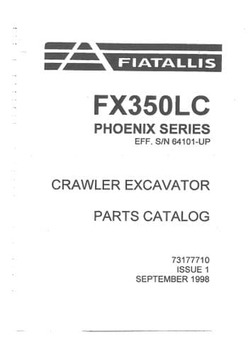 Fiat Allis Excavator FX350LC Phoenix Series Parts Manual - FX350 LC