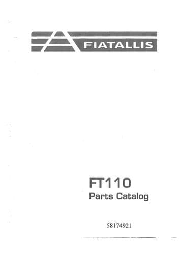 Fiat Allis Tractor Loader Backhoe Digger FT110 Parts Manual - FT 110