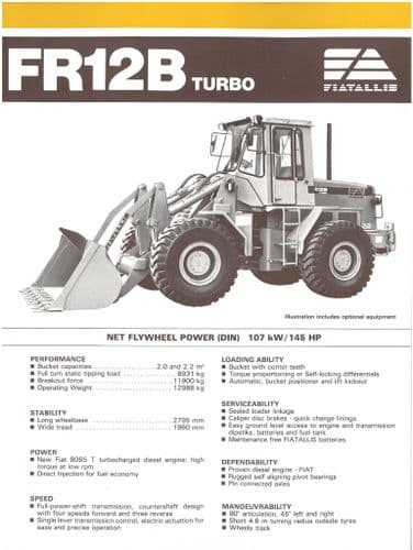 Fiat Allis Wheel Loader FR12B Turbo Brochure