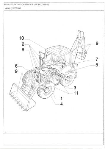 Fiat Hitachi Backhoe Loader FB200 4WS Parts Manual