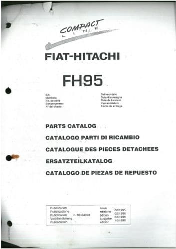 Fiat Hitachi Mini Excavator FH95  Parts Manual