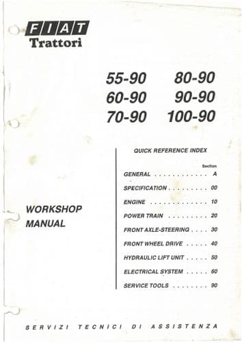 Fiatagri Fiat Tractor 55-90 60-90 65-90 70-90 80-90 90-90 100-90 110-90 & DT Service Workshop Manual