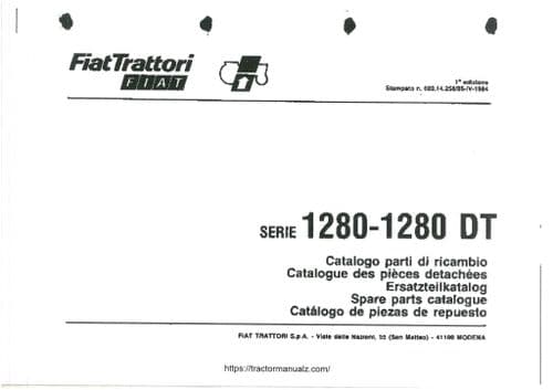 FiatTratori Fiat Tractor 1280 1280DT Parts Manual