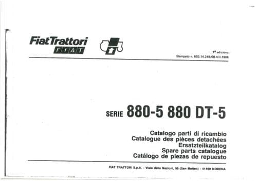 FiatTratori Fiat Tractor 880-5 & 880-5DT Parts Manual