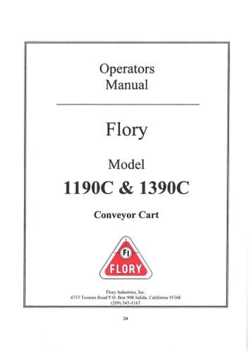 Flory Conveyor Cart 1190C 1390C Operators Manual