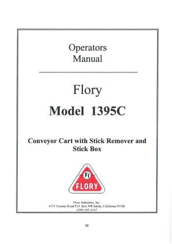Flory Conveyor Cart 1395C Operators Manual