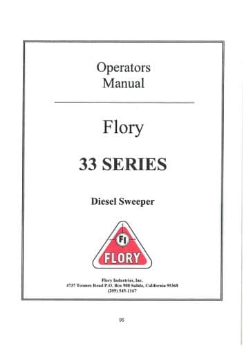 Flory Diesel Sweeper 33 Series Operators Manual