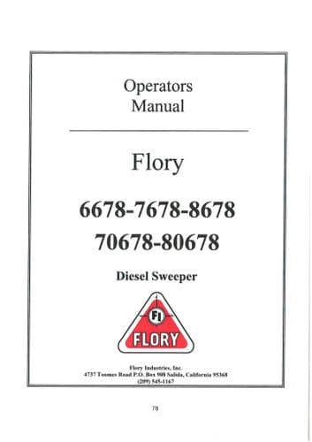 Flory Diesel Sweeper 6678 7678 8678 70678 80678 Operators Manual