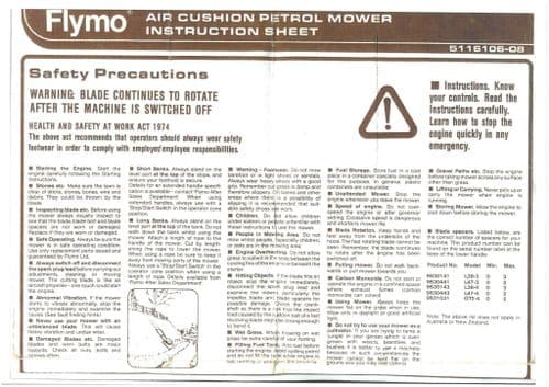 Flymo Air Cushion Petrol Mower L38-3 Operators Manual