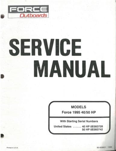 Force Outboards Force 1995 40 / 50 HP Workshop Service Manual