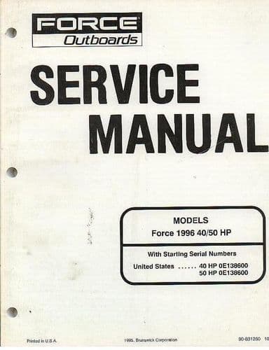 Force Outboards Model Year 1997 Technician's Manual