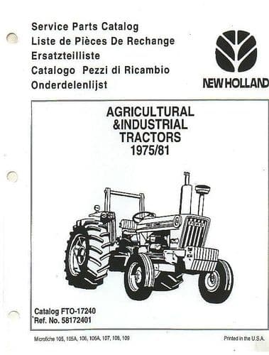 Ford Agri & Industrial Tractor 2600 3600 4100 4600 5600 6600 7600 Parts Manual