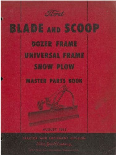 Ford Blade and Scoop Snow Plow August '55 - Master Parts Manual