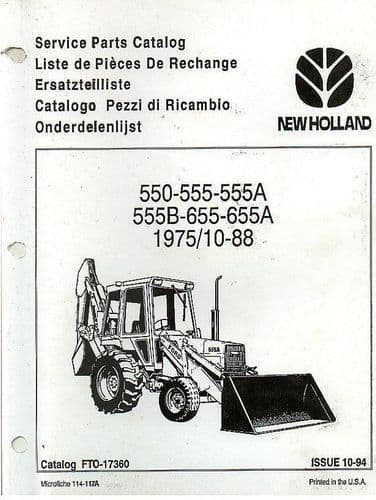 Ford Digger Loader 550 555 555A 555B 655 655A Parts Manual
