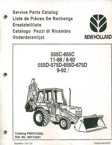 Ford Digger Loader 555C 655C 555D 575D 655D 675D Parts Manual