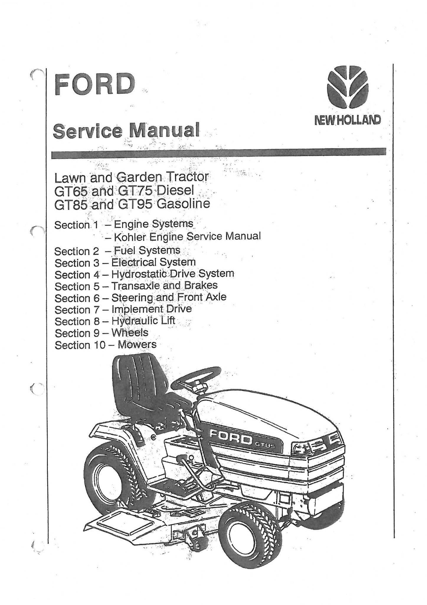 Ford Garden and Lawn Tractor GT65 GT75 GT85 GT95 Service