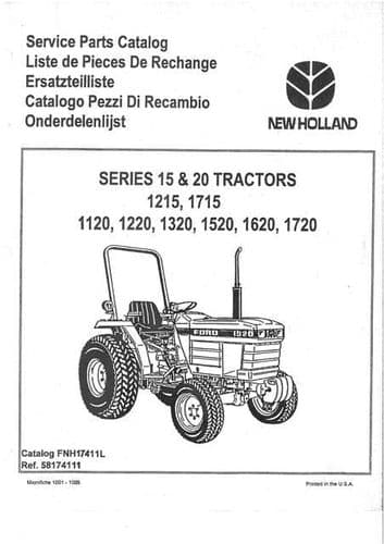 Ford New Holland Tractor 1215 1715 1120 1220 1320 1520 1620 1720 Parts Manual