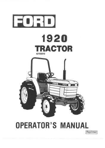 Ford New Holland Tractor 1920 Operators Manual