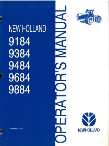 Ford New Holland Tractor 9184 9384 9484 9684 9884 Operators Manual