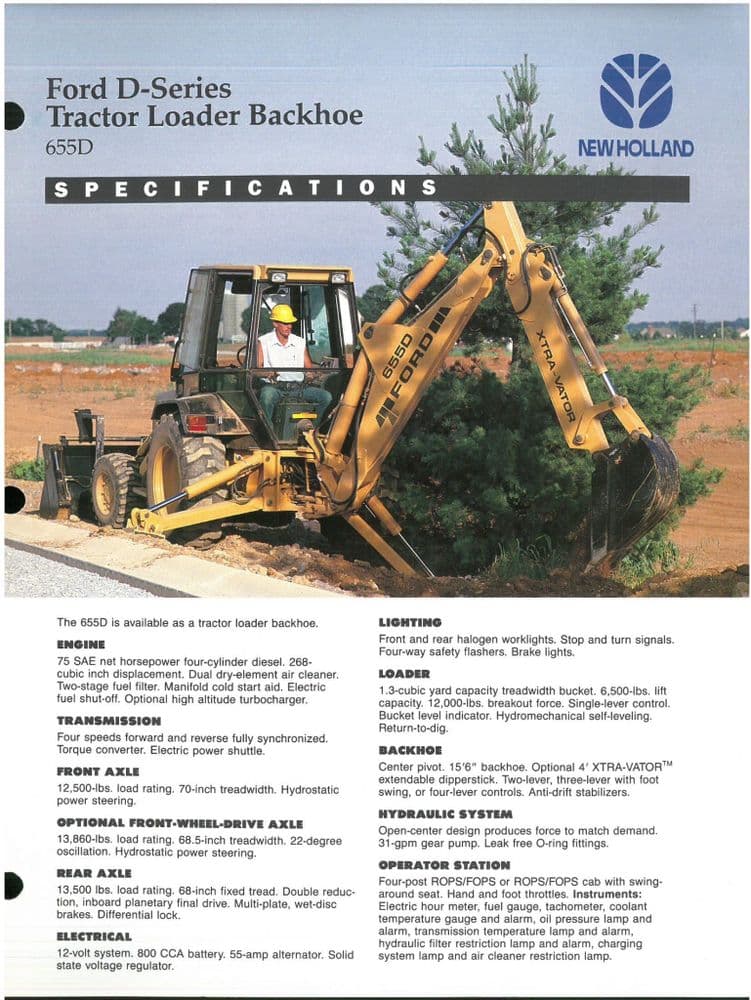 Ford New Holland Tractor Loader Backhoes 655D Brochure