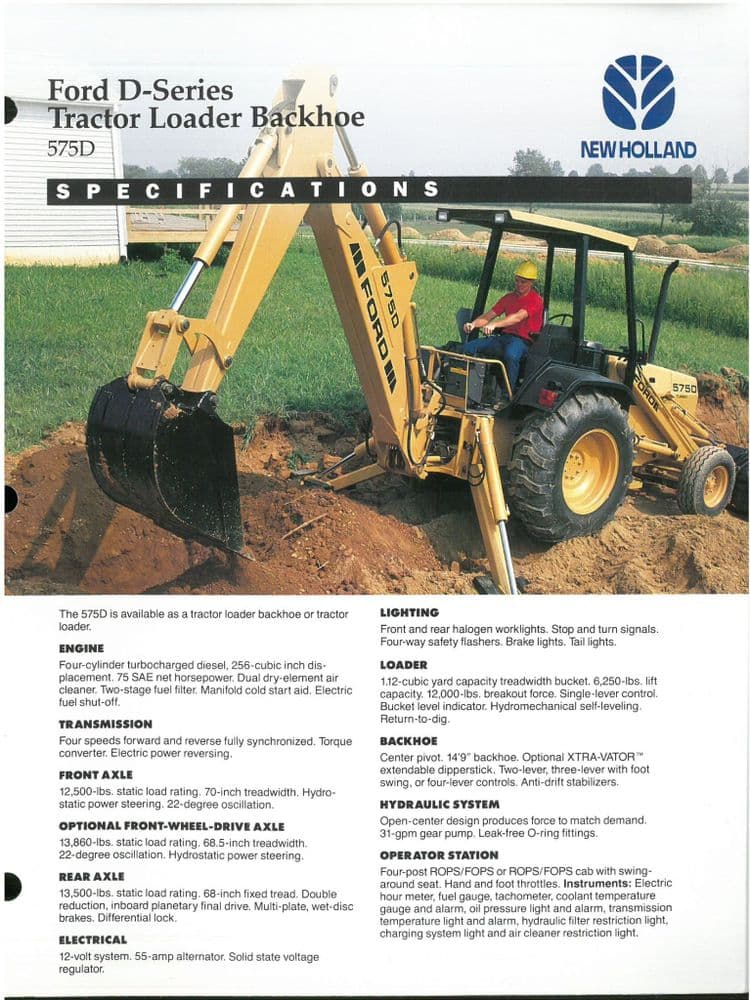 Ford New Holland Tractor Loader Backhoes D Series 575D Brochure