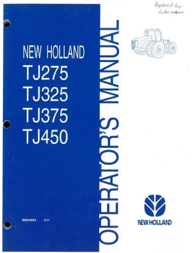 Ford New Holland Tractor TJ275 TJ325 TJ375 TJ450 Operators Manual - TJ 275 325 375 450