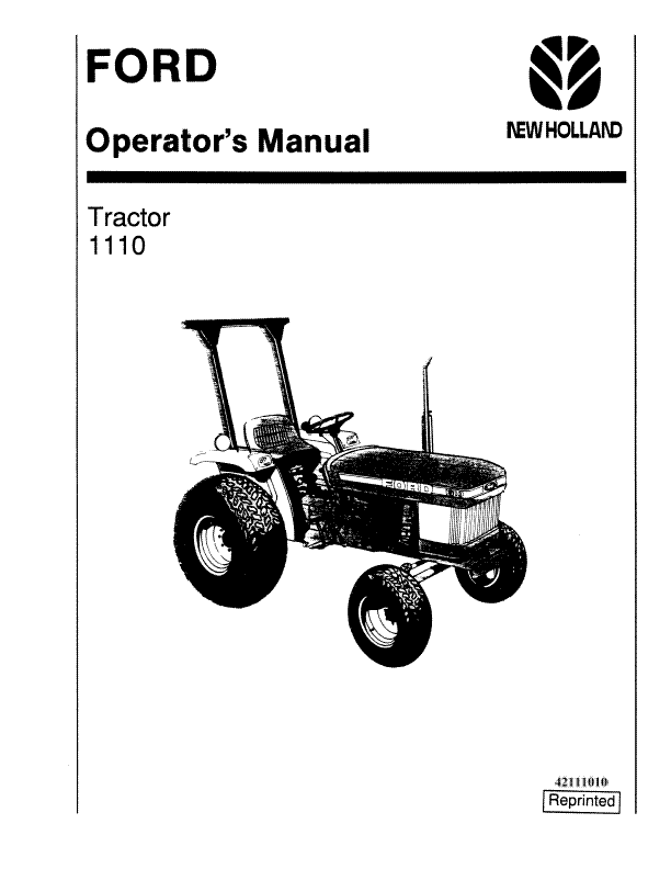 Ford Tractor 1110 Operators Manual
