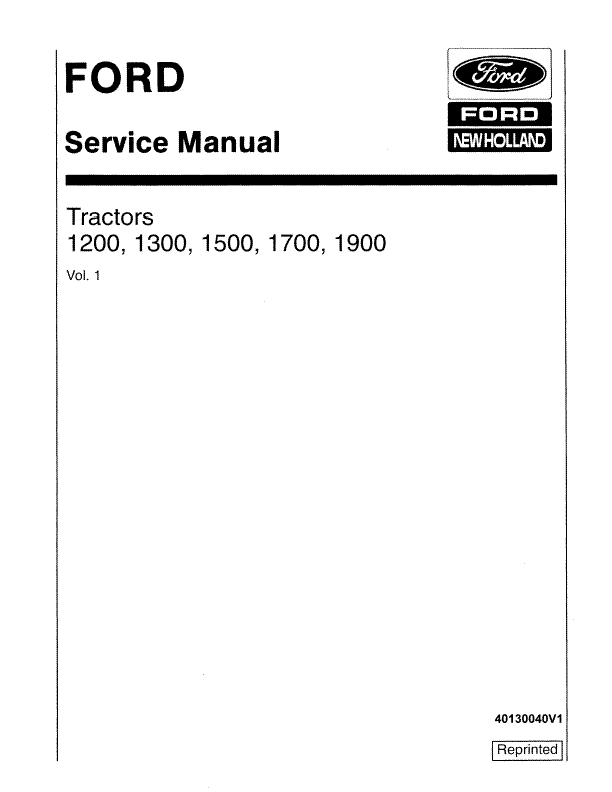 Ford Tractor 1200, 1300, 1500, 1700, 1900 Workshop Service Manual