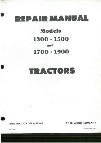 Ford Tractor 1300, 1500, 1700, 1900 Workshop Service Manual - ORIGINAL