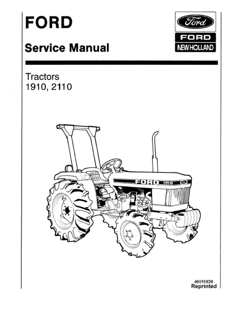 Ford Tractor 1910 2110 Workshop Service Manual