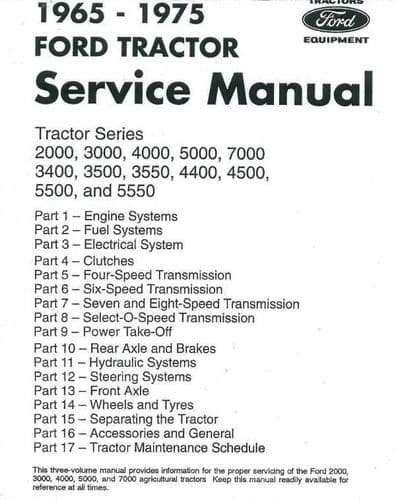 Ford Tractor 2000 3000 4000 5000 7000 Service Workshop Manual + Industrial Models