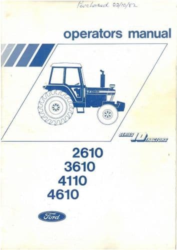 Ford Tractor 2610 3610 4110 4610 Operators Manual
